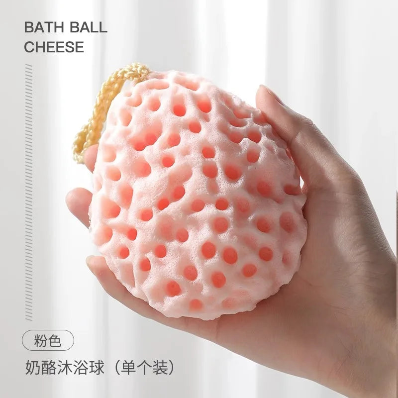 SoftMesh™ Nylon Mesh Shower Sponge Ball – Baby & Adult Body Scrub Pouf with Foam Exfoliating Brush