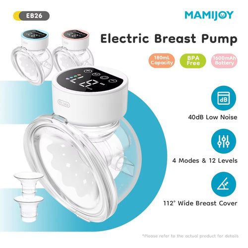 MAMIJOY™ Hands-Free Wearable Electric Breast Pump EB26 – 4 Modes, 12 Levels, Silent, 19/24 mm Flange