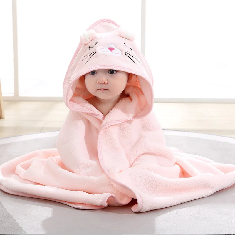 SnuggleHood™ Cartoon Animal Baby Bath Towel – Soft Hooded Blanket & Warm Swaddle Wrap for Newborns
