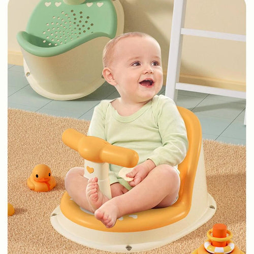 SafeSplash™ Anti-Slip Baby Bath & Tub Seat Mat – Infant Newborn Toddler Shower Chair with Cushion Pad