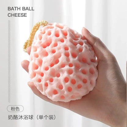 SoftMesh™ Nylon Mesh Shower Sponge Ball – Baby & Adult Body Scrub Pouf with Foam Exfoliating Brush