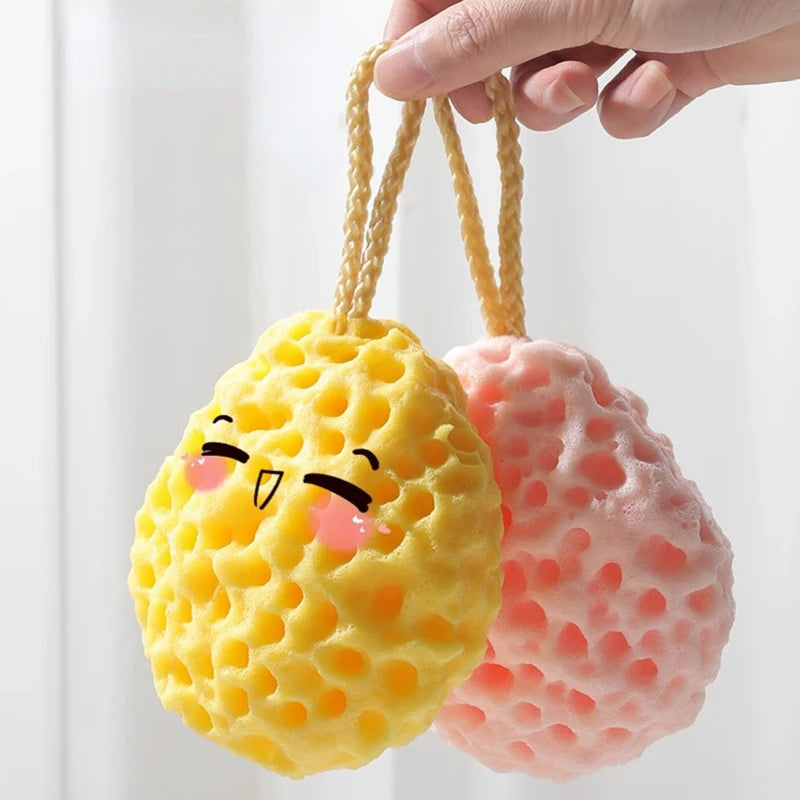 SoftMesh™ Nylon Mesh Shower Sponge Ball – Baby & Adult Body Scrub Pouf with Foam Exfoliating Brush