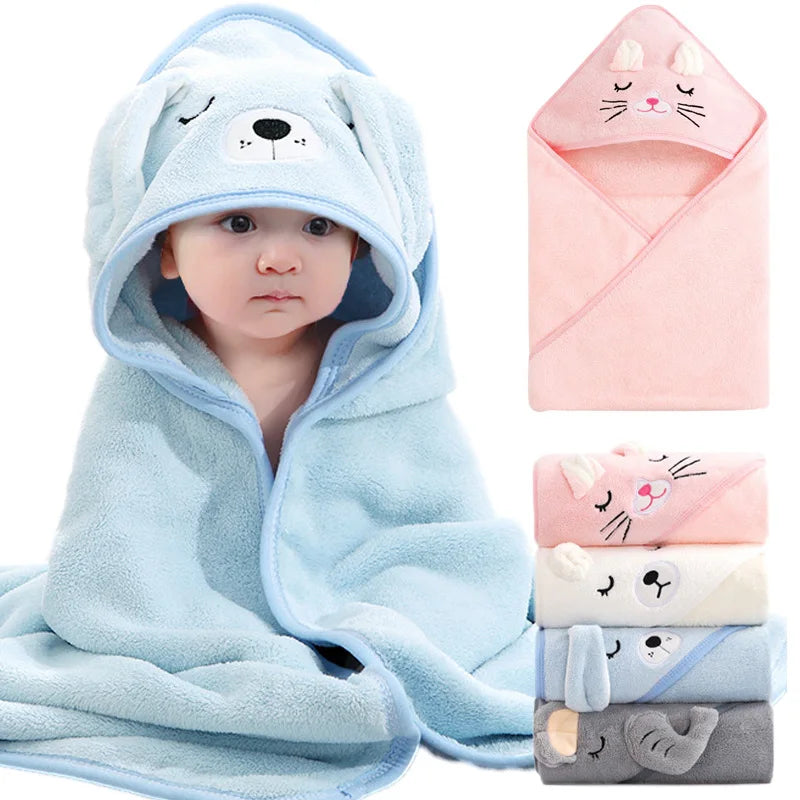 SnuggleHood™ Cartoon Animal Baby Bath Towel – Soft Hooded Blanket & Warm Swaddle Wrap for Newborns