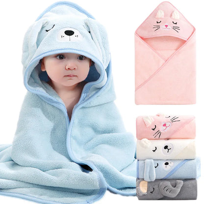 SnuggleHood™ Cartoon Animal Baby Bath Towel – Soft Hooded Blanket & Warm Swaddle Wrap for Newborns