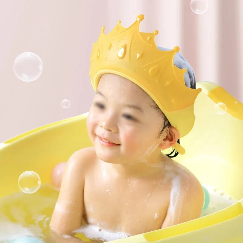Adjustable Silicone Baby Shower Cap – Waterproof Shampoo Hat for Kids