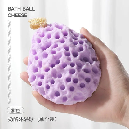 SoftMesh™ Nylon Mesh Shower Sponge Ball – Baby & Adult Body Scrub Pouf with Foam Exfoliating Brush
