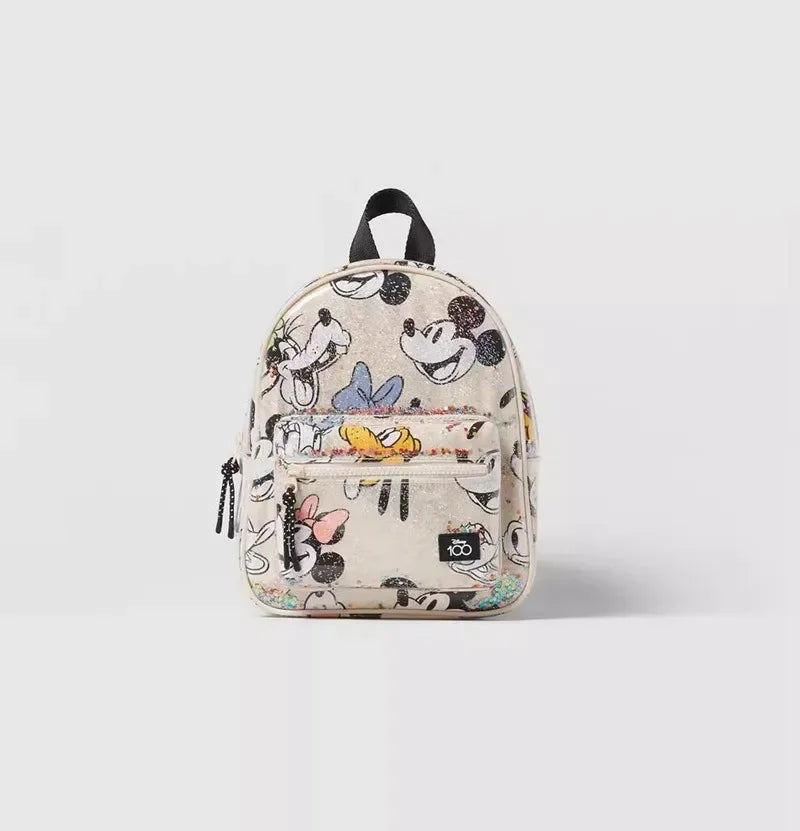 2025 New Disney Girls Backpack Mickey Mouse Print Girls Travel Storage Fashion Cartoon Cute Girl Baby Mini Backpack