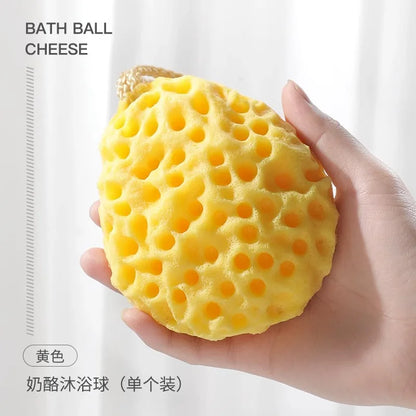 SoftMesh™ Nylon Mesh Shower Sponge Ball – Baby & Adult Body Scrub Pouf with Foam Exfoliating Brush